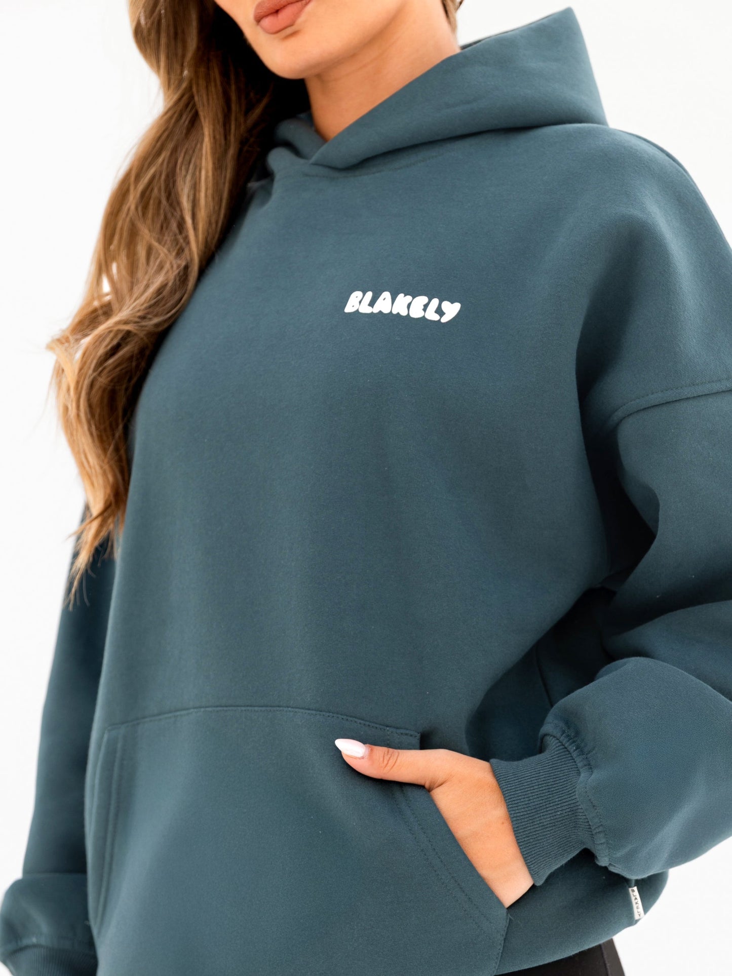 Cloud Print Oversized Hoodie - Teal Green