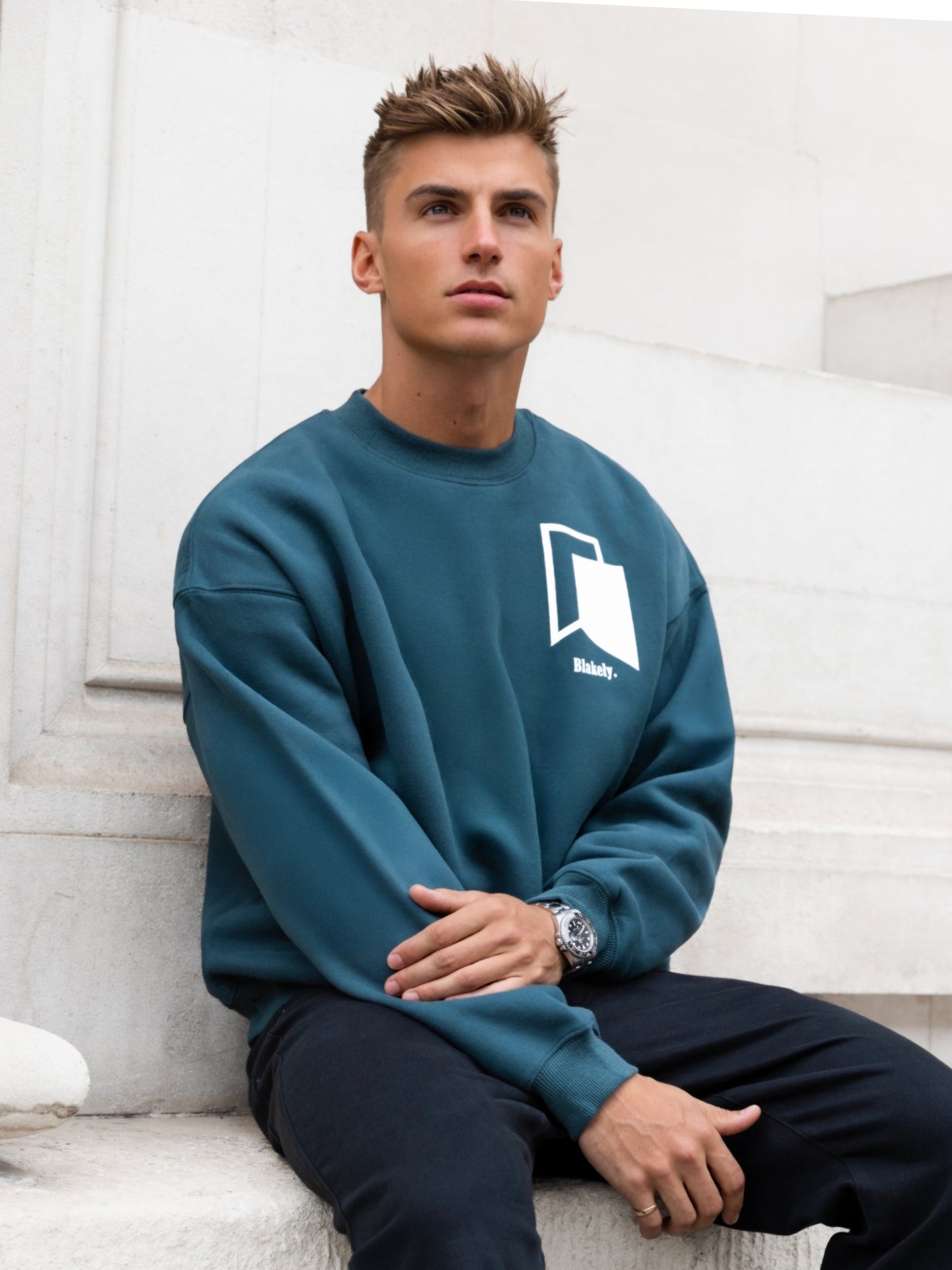 Revolve Relaxed Sweater - Teal Green