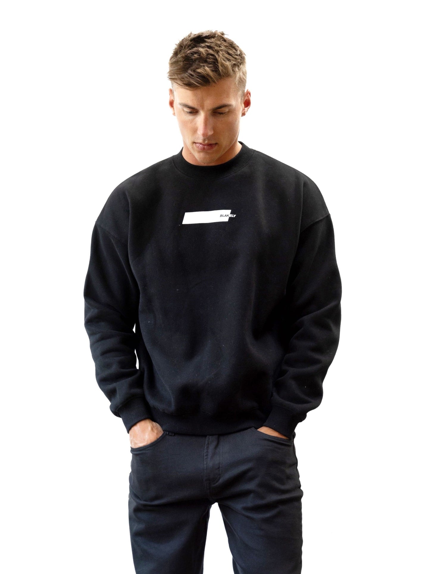 Kobe Italic Relaxed Sweater - Black