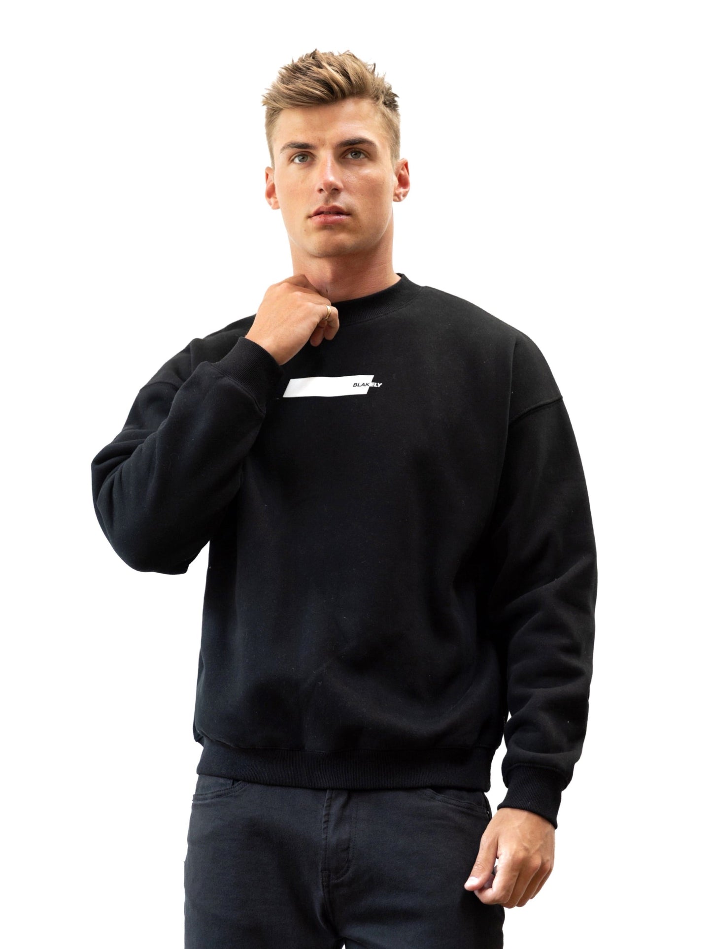 Kobe Italic Relaxed Sweater - Black