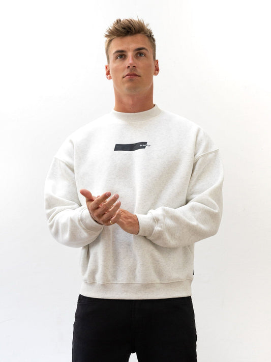 Kobe Italic Relaxed Sweater - Marl White