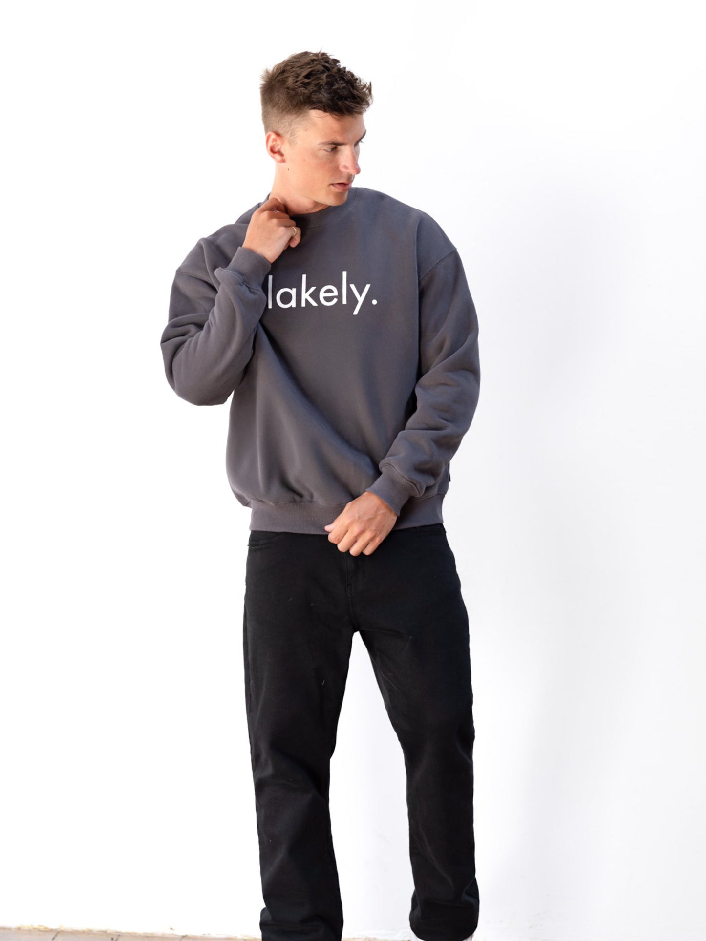 Logo Relaxed Sweater - Charcoal