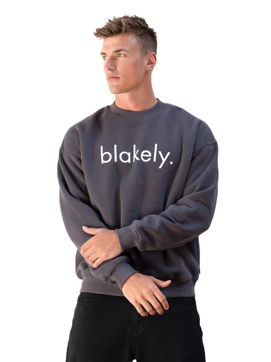 Logo Relaxed Sweater - Charcoal