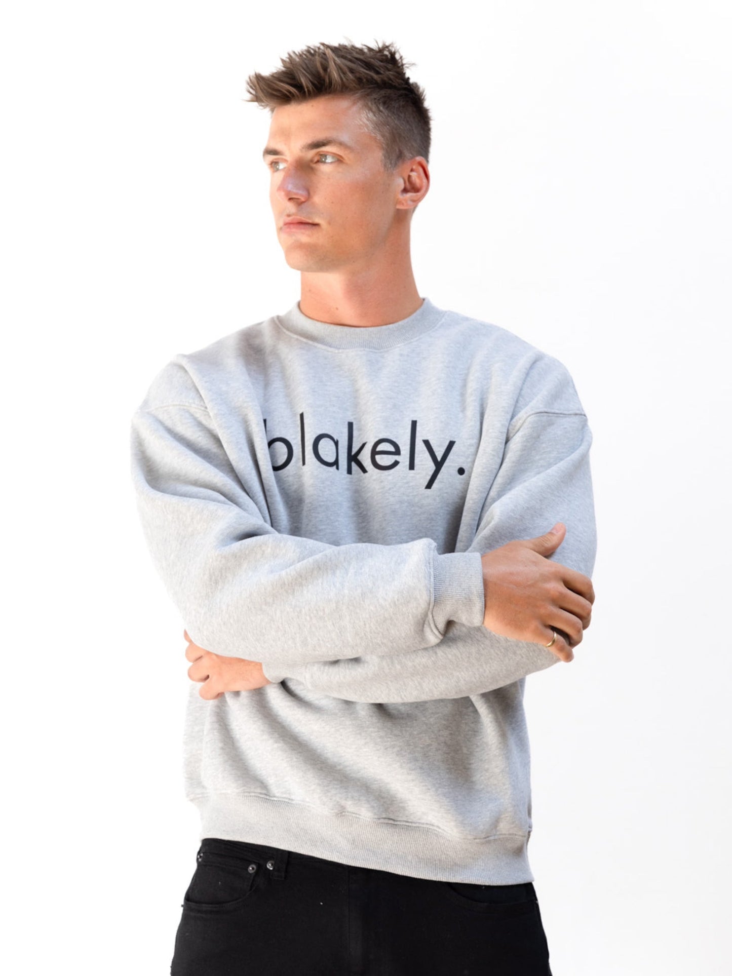 Logo Relaxed Sweater - Marl Grey