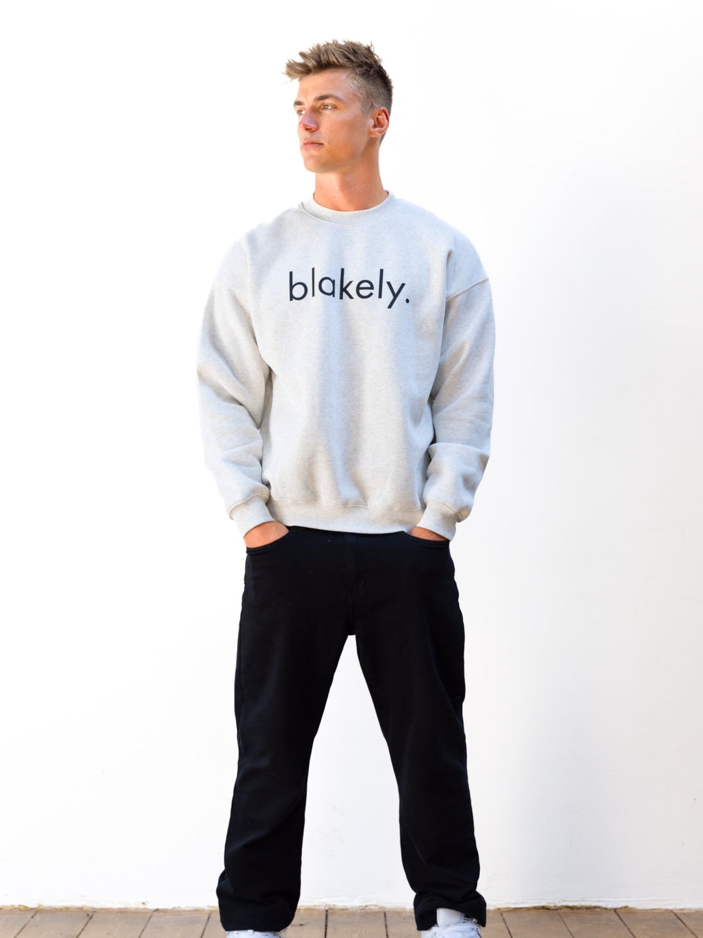 Logo Relaxed Sweater - Marl White