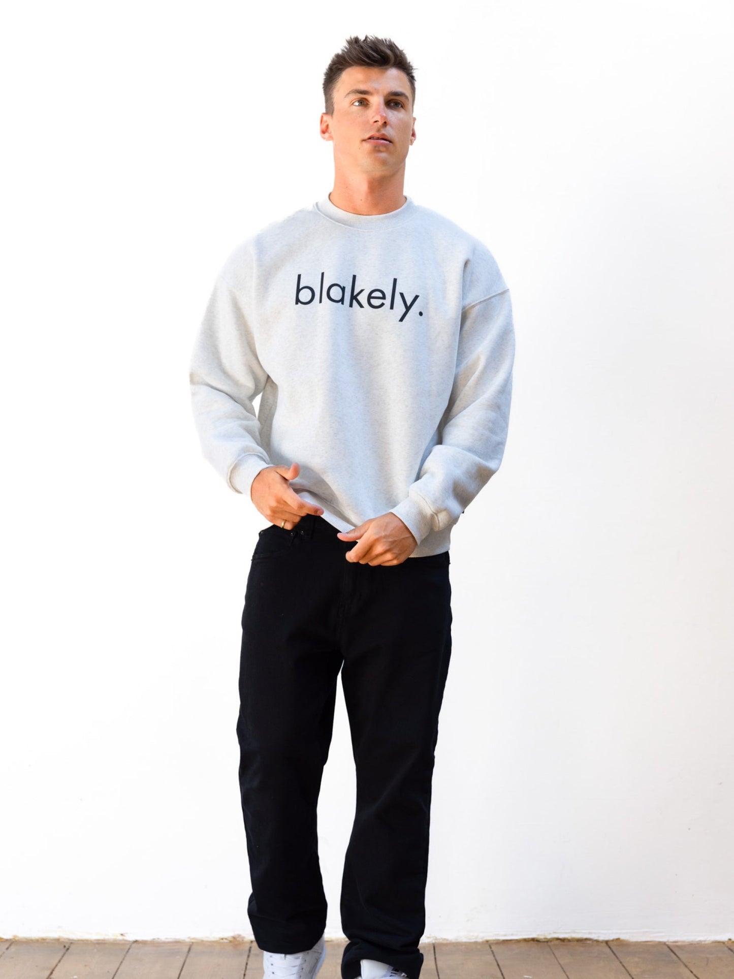Logo Relaxed Sweater - Marl White