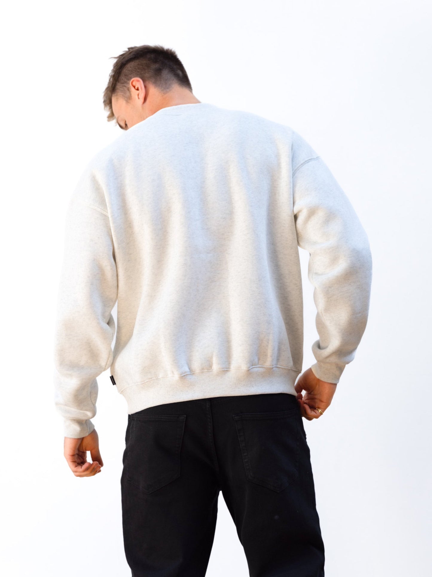 Logo Relaxed Sweater - Marl White