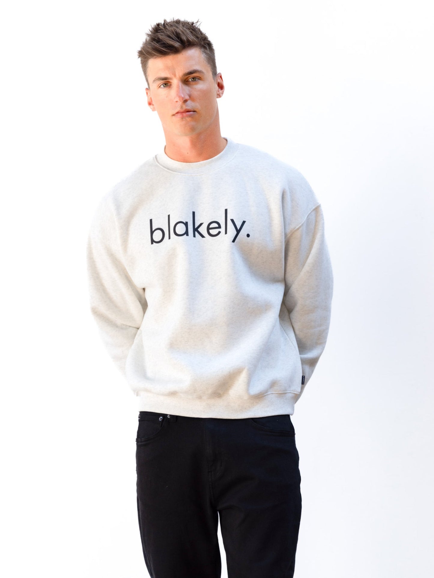 Logo Relaxed Sweater - Marl White