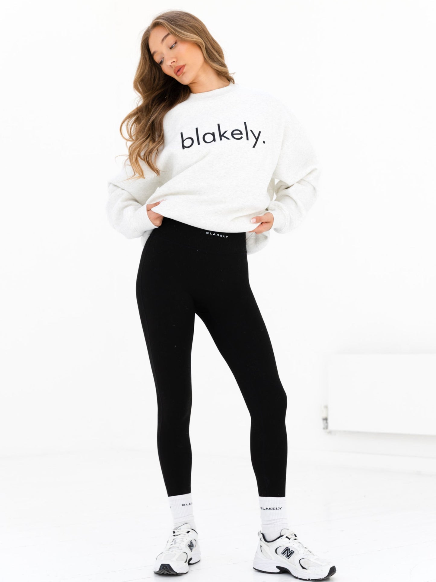 Logo Oversized Sweater - Marl White