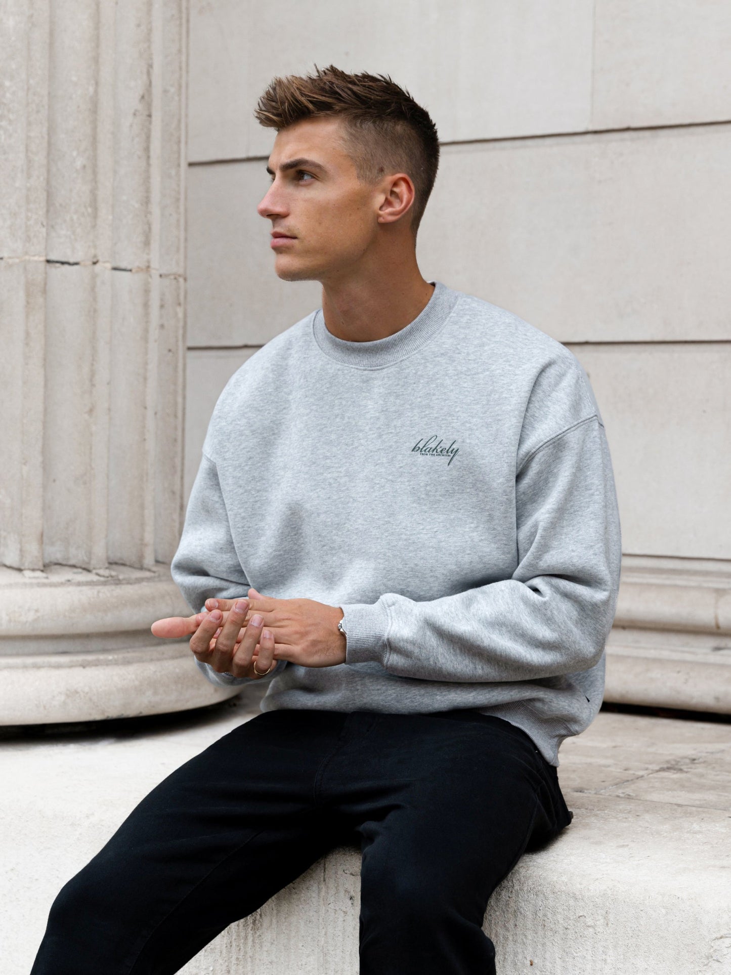 Austin Relaxed Sweater - Marl Grey