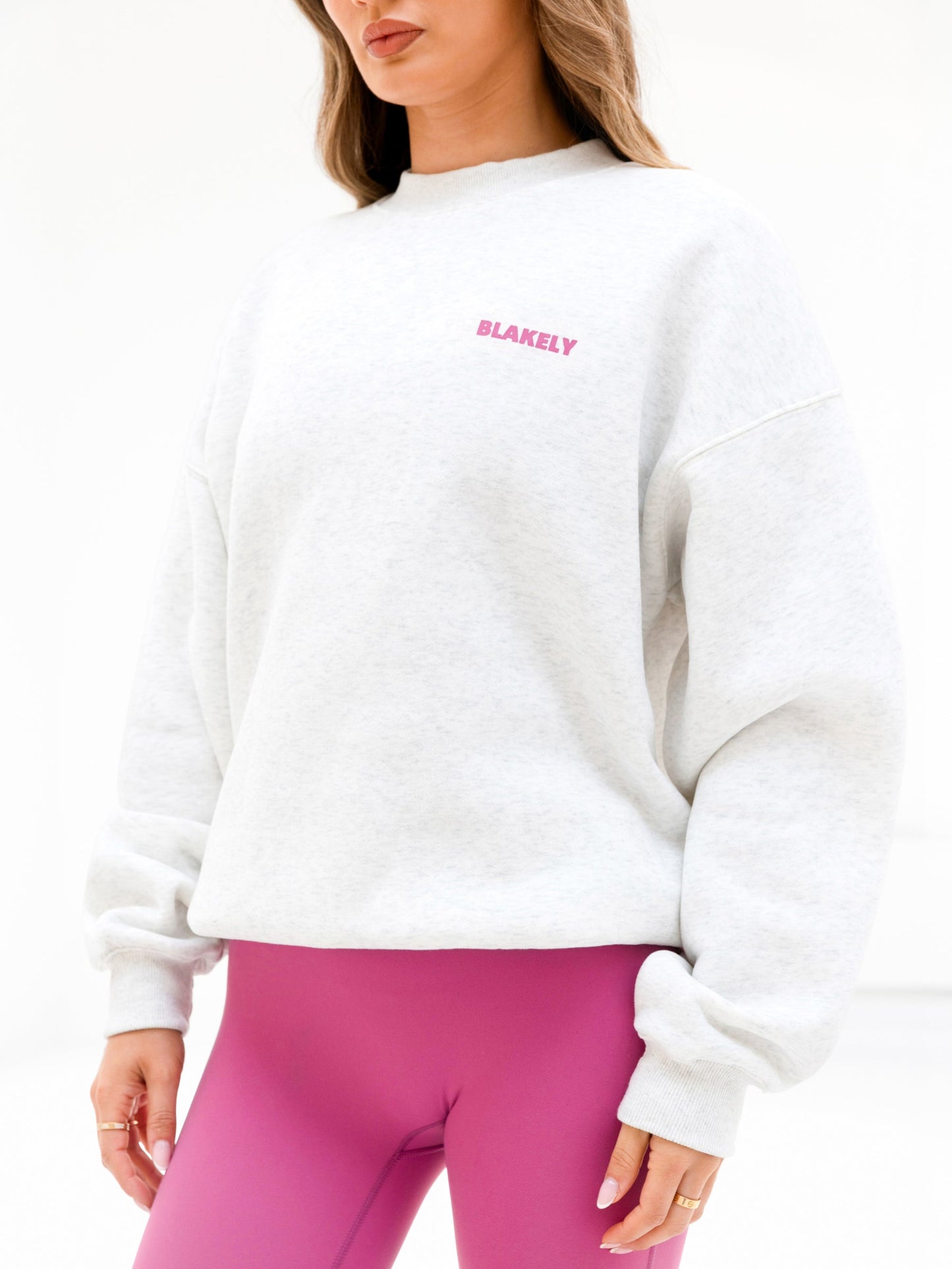 Amelie Oversized Sweater - Marl White & Pink