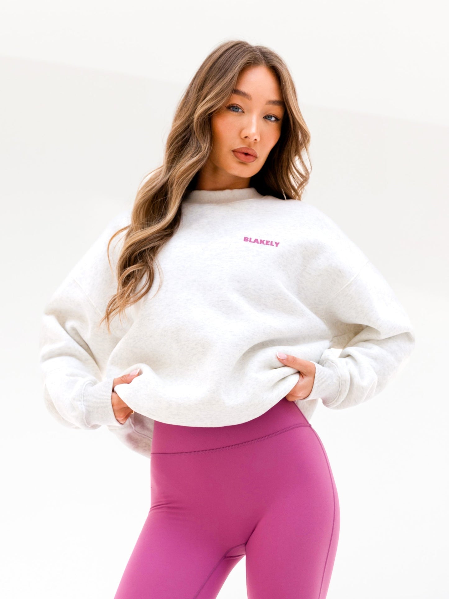 Amelie Oversized Sweater - Marl White & Pink