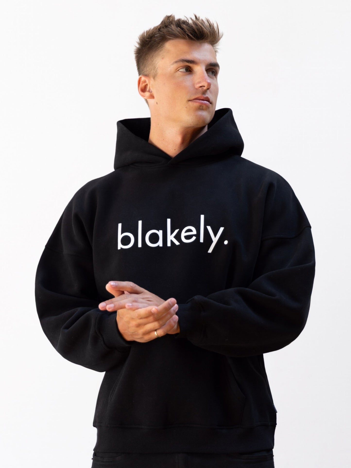 Logo Relaxed Hoodie - Black