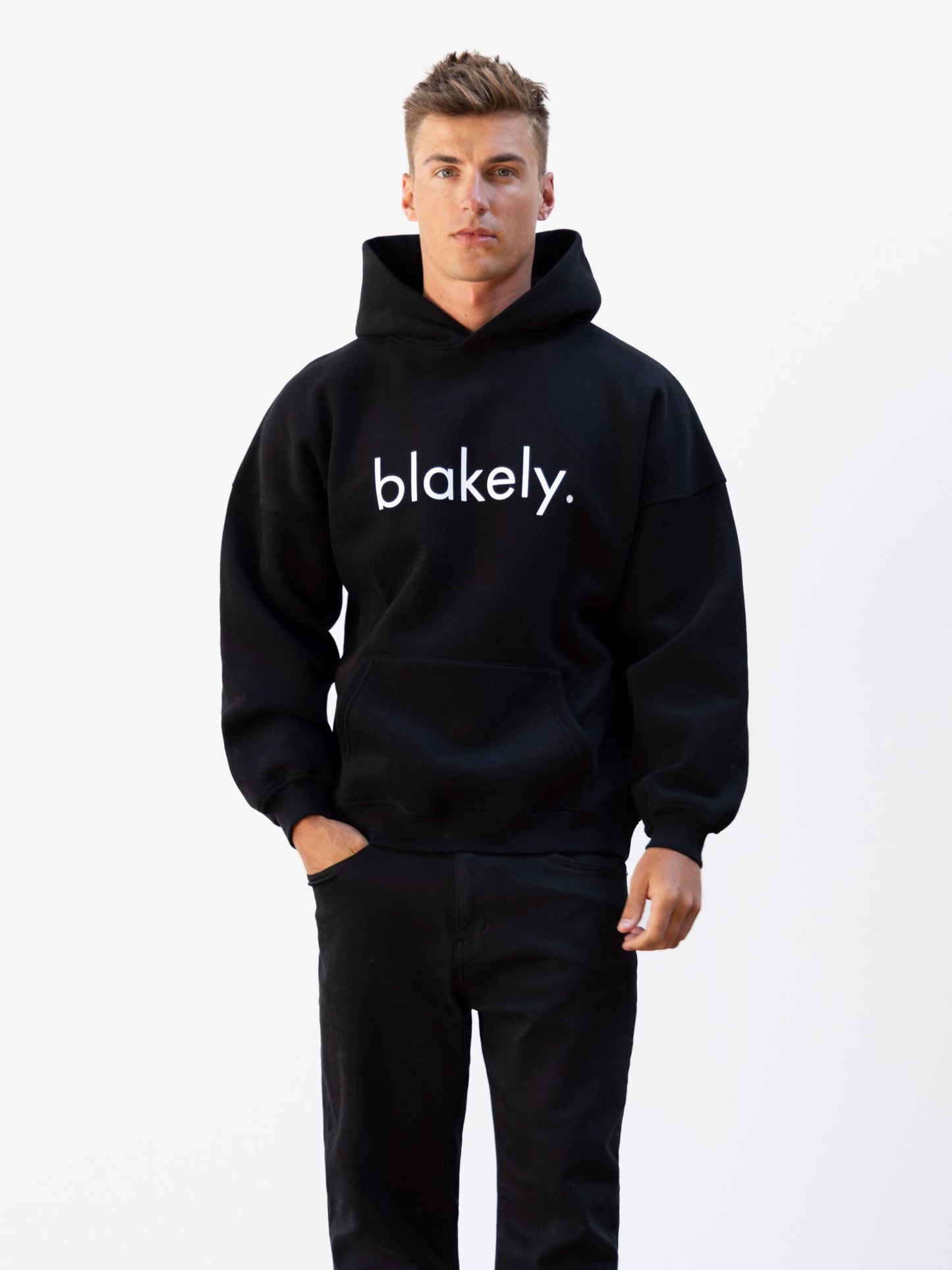 Logo Relaxed Hoodie - Black