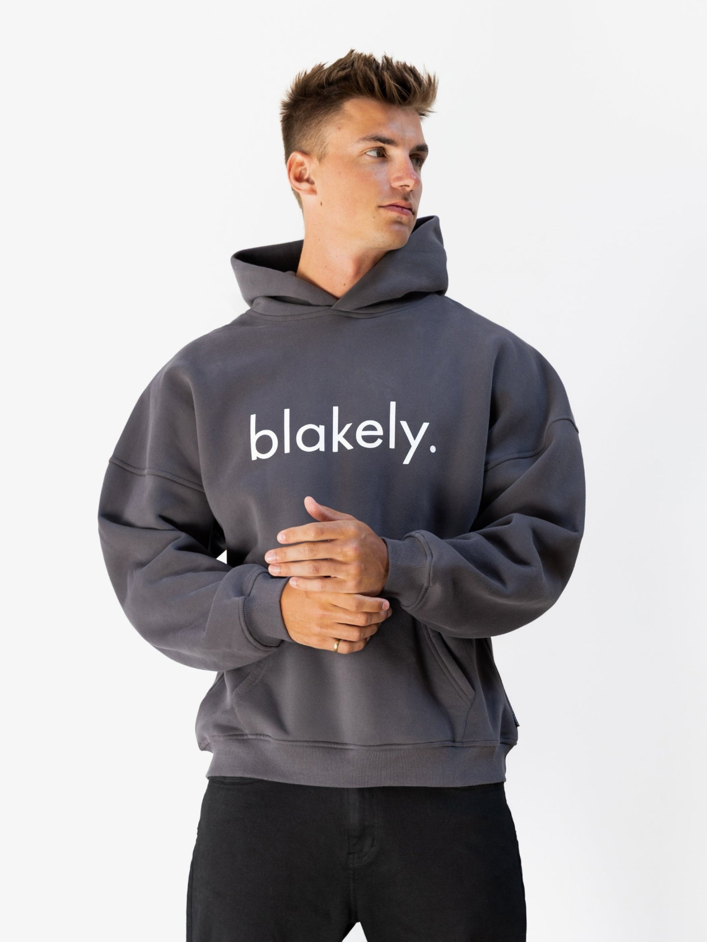 Logo Relaxed Hoodie - Charcoal