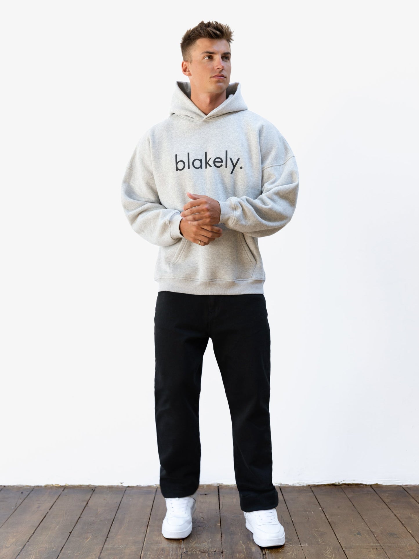 Logo Relaxed Hoodie - Marl Grey