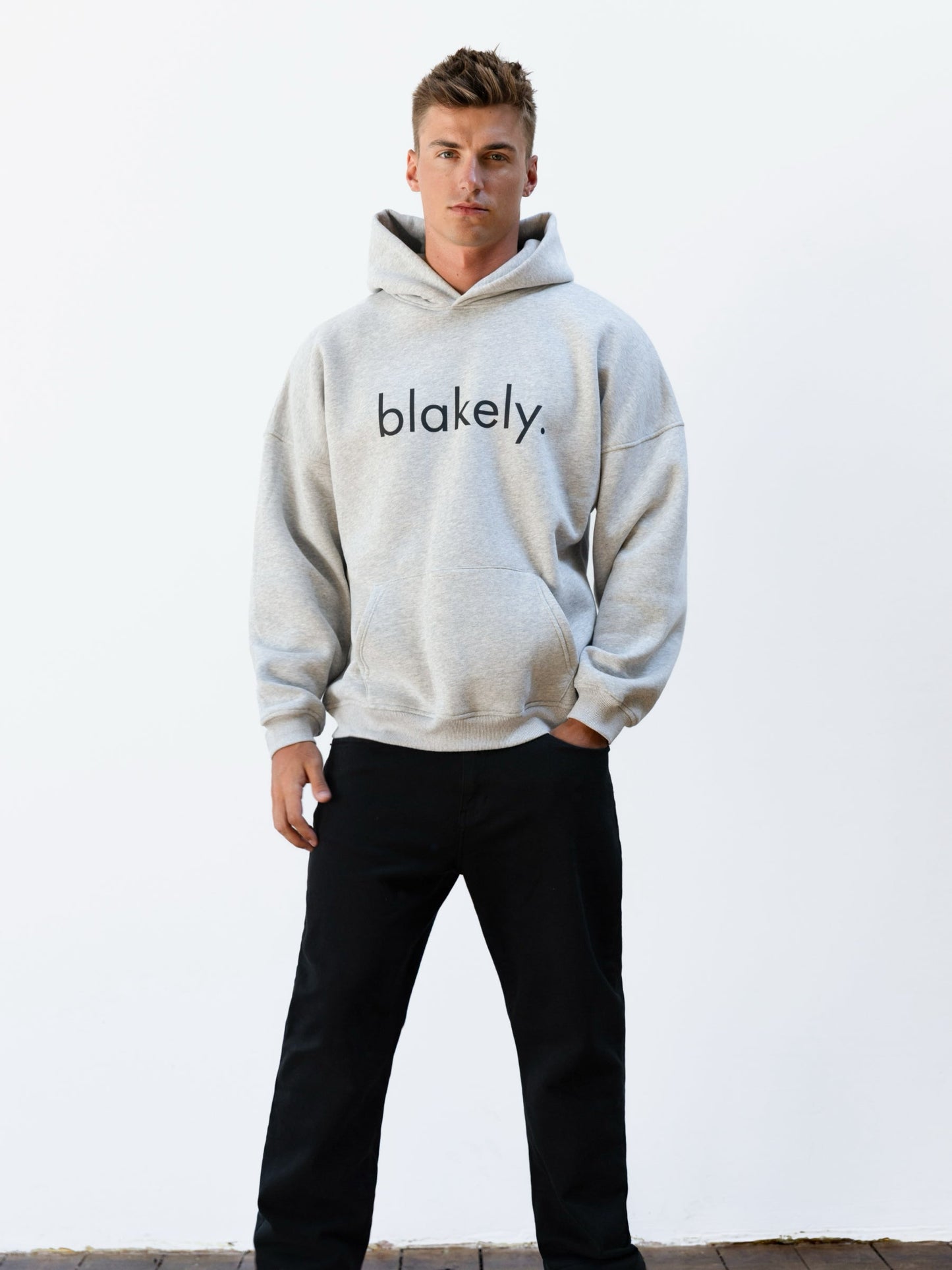 Logo Relaxed Hoodie - Marl Grey