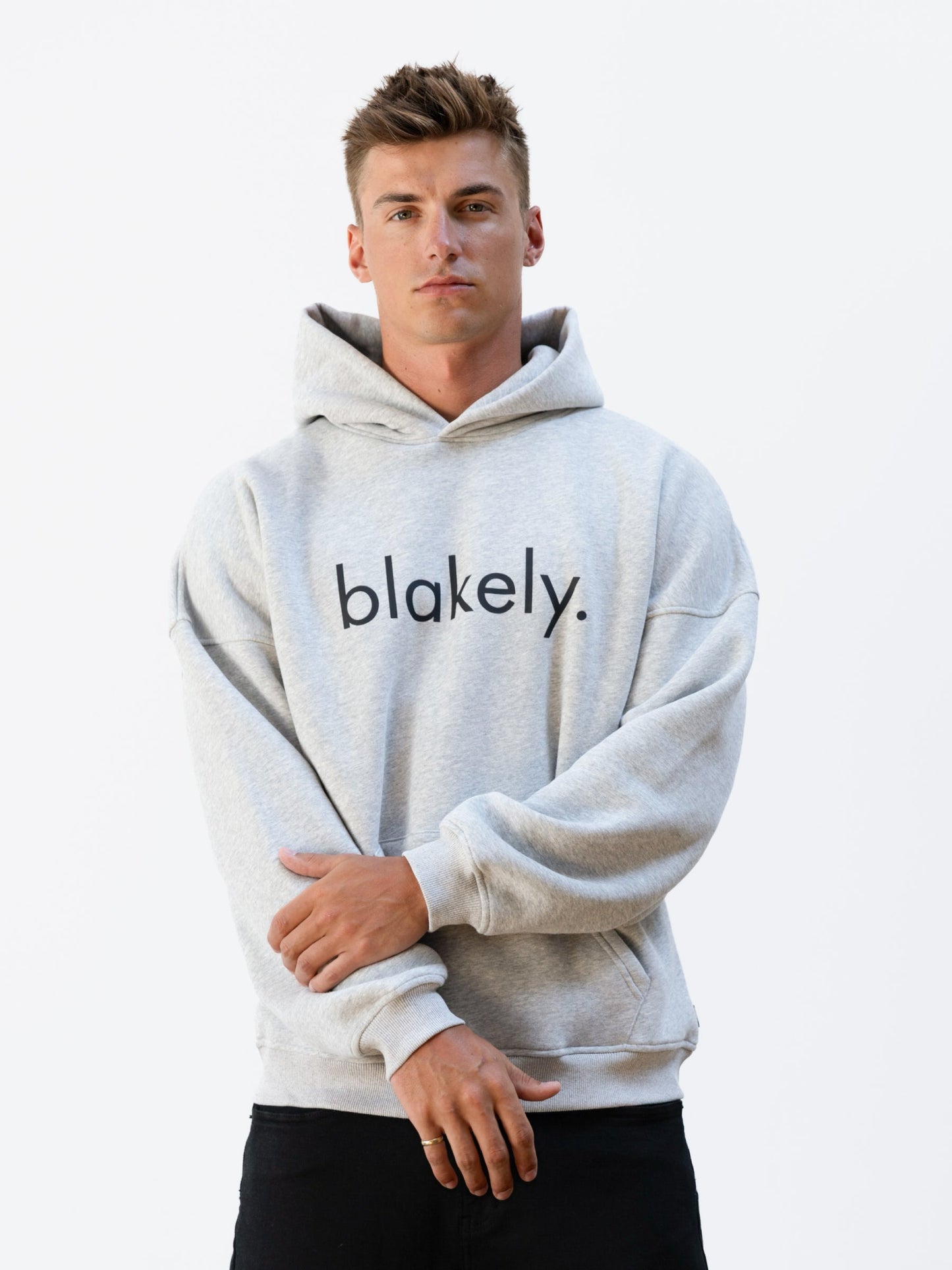 Logo Relaxed Hoodie - Marl Grey