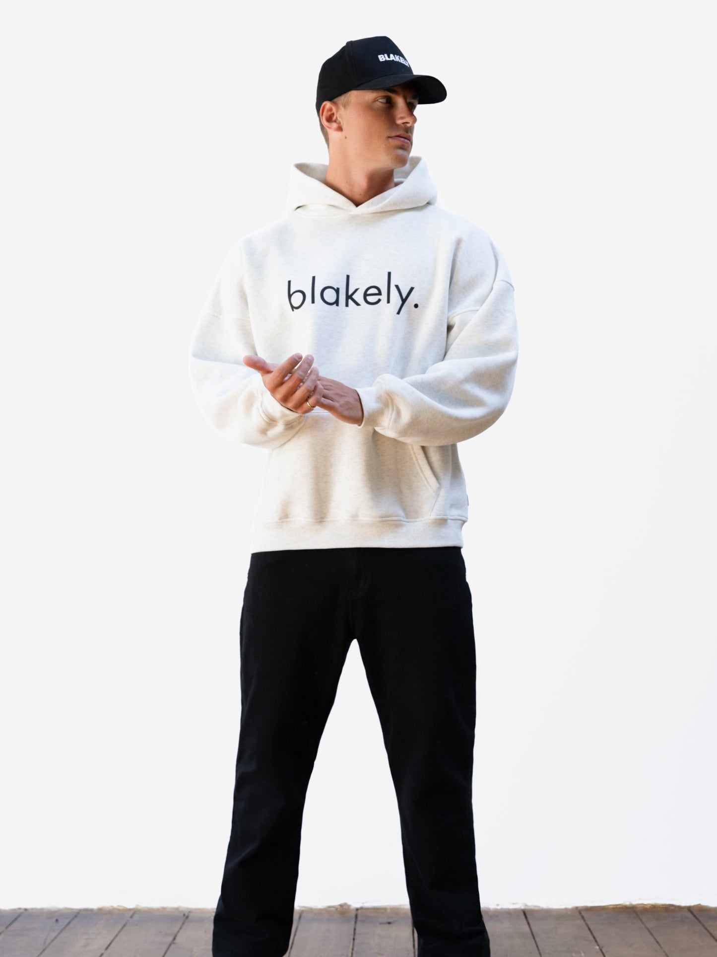 Logo Relaxed Hoodie - Marl White