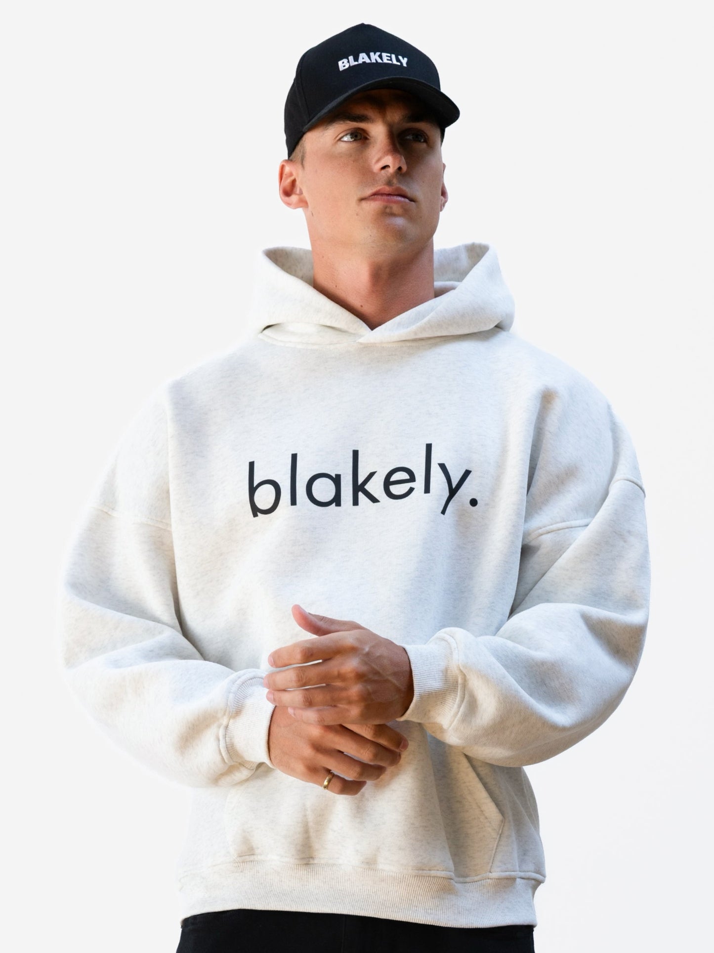 Logo Relaxed Hoodie - Marl White