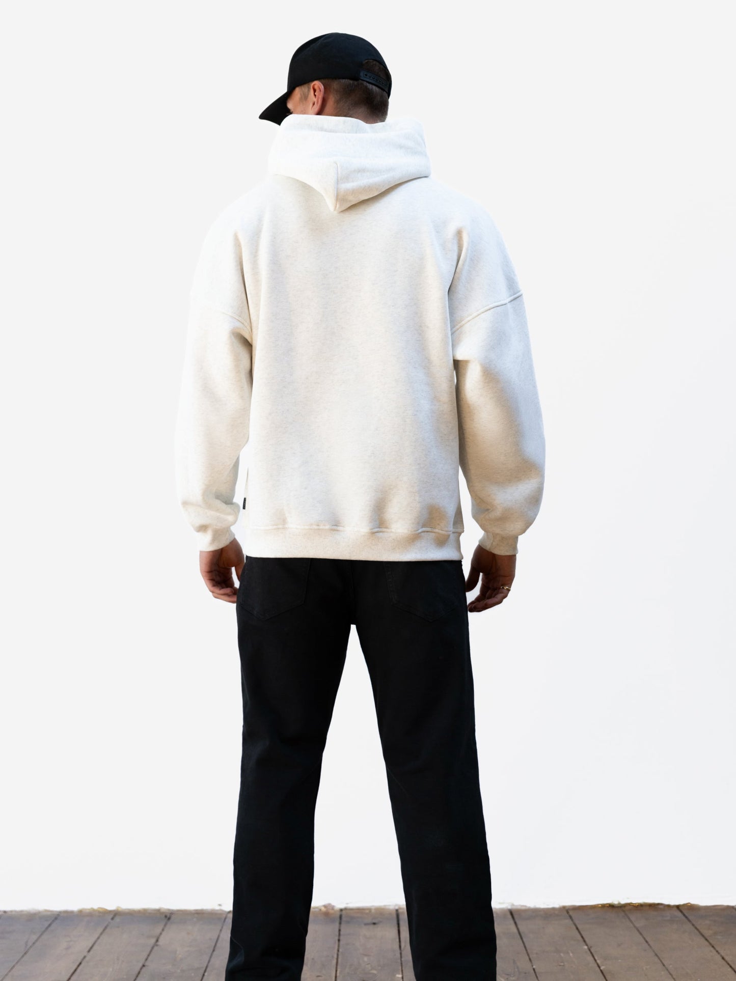 Logo Relaxed Hoodie - Marl White