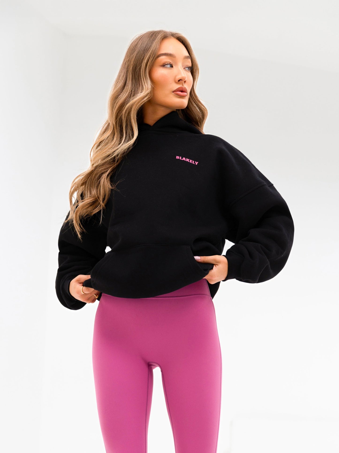 Amelie Oversized Hoodie - Black & Pink