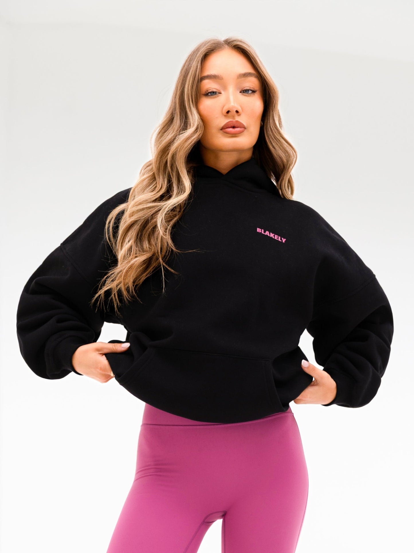 Amelie Oversized Hoodie - Black & Pink