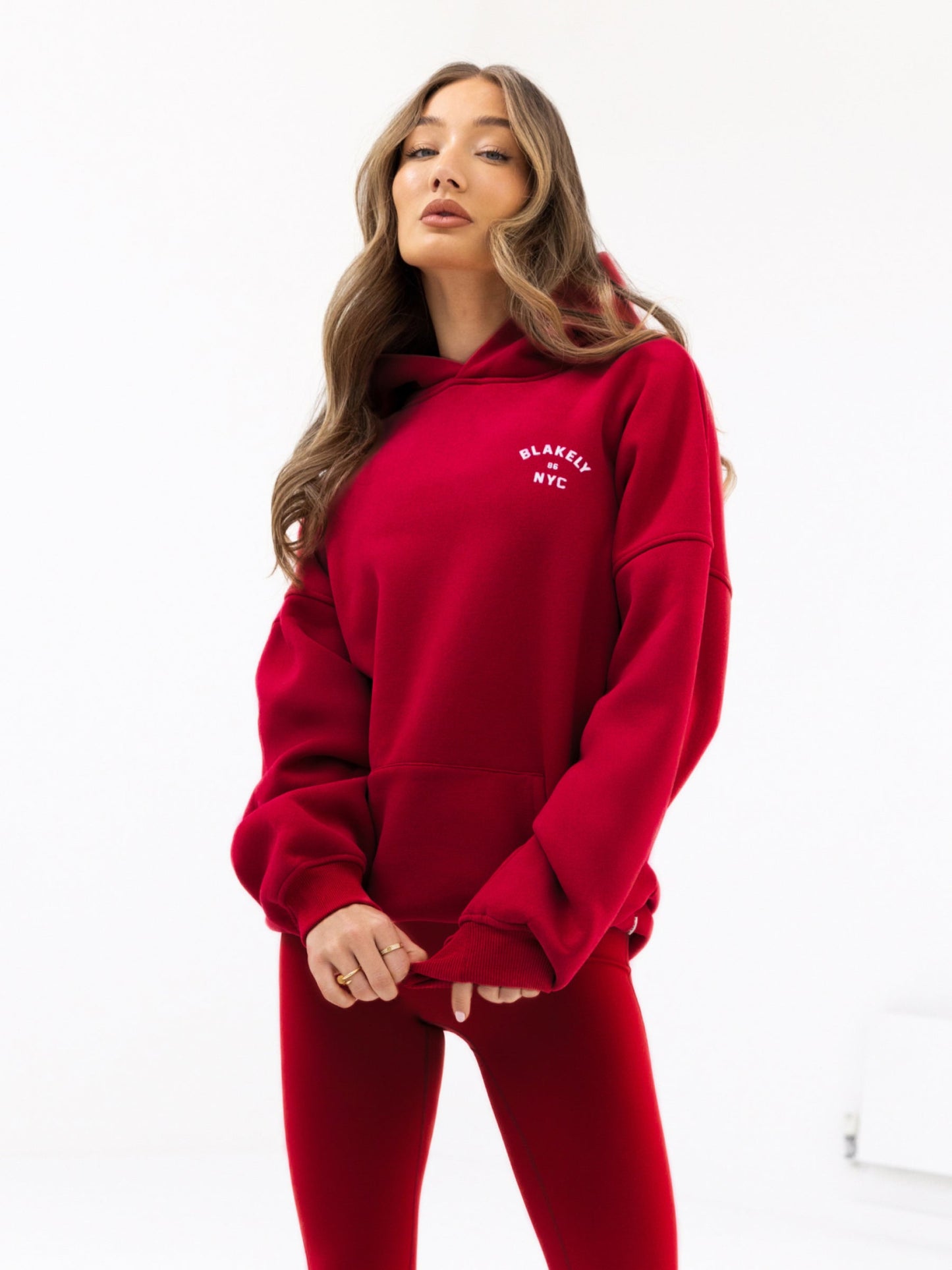 NYC Oversized Hoodie - Cherry Red