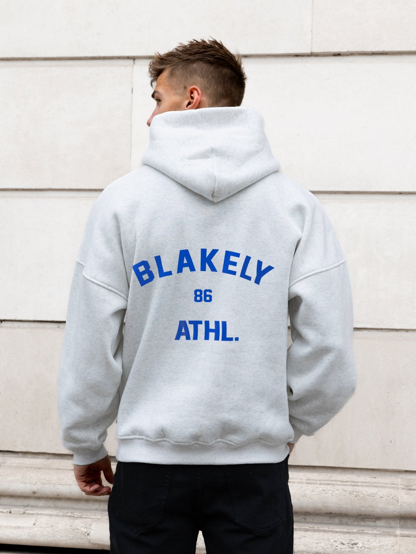 Niko Relaxed Hoodie - Marl White & Cobalt