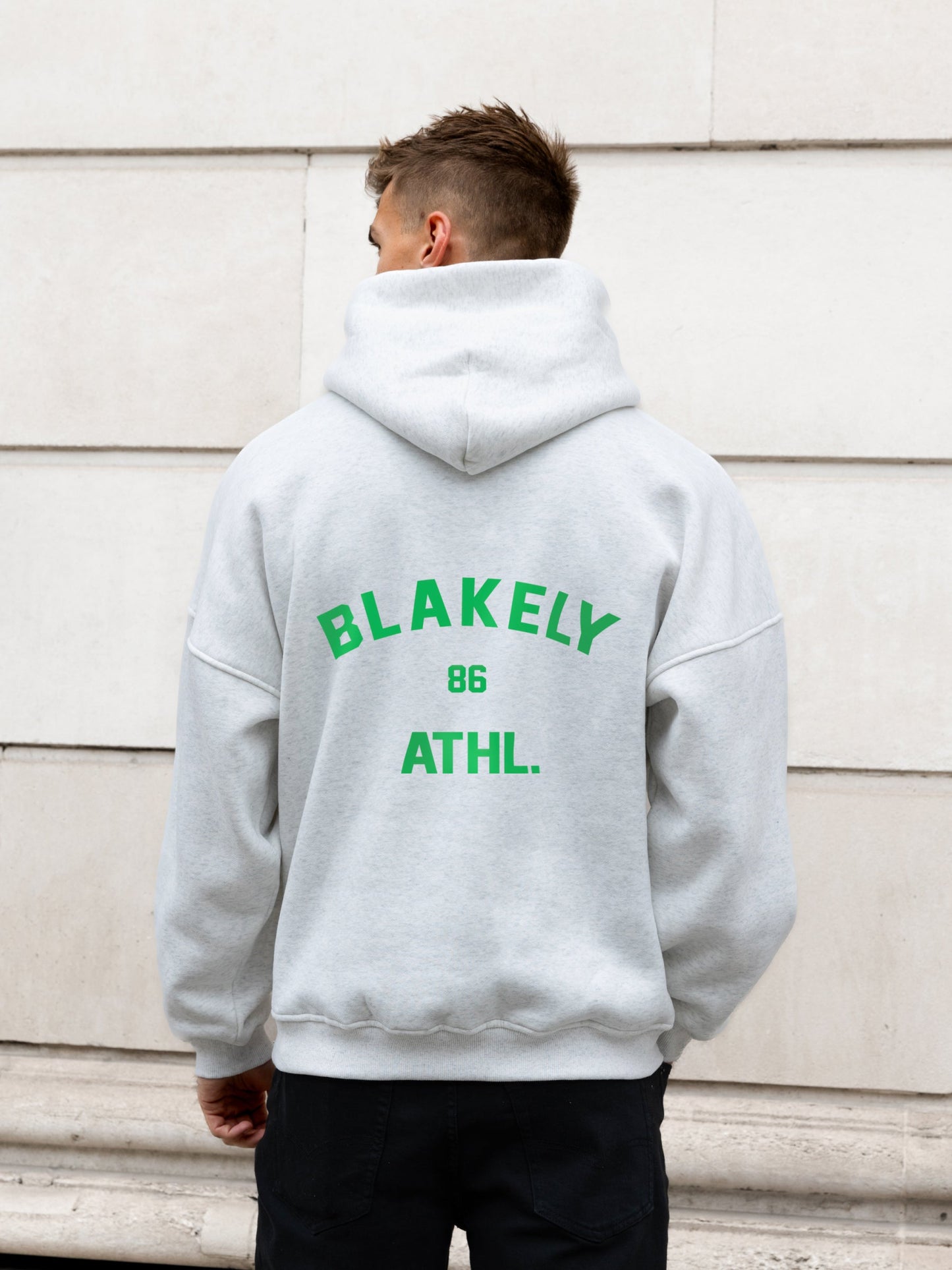 Niko Relaxed Hoodie - Marl White & Bold Green
