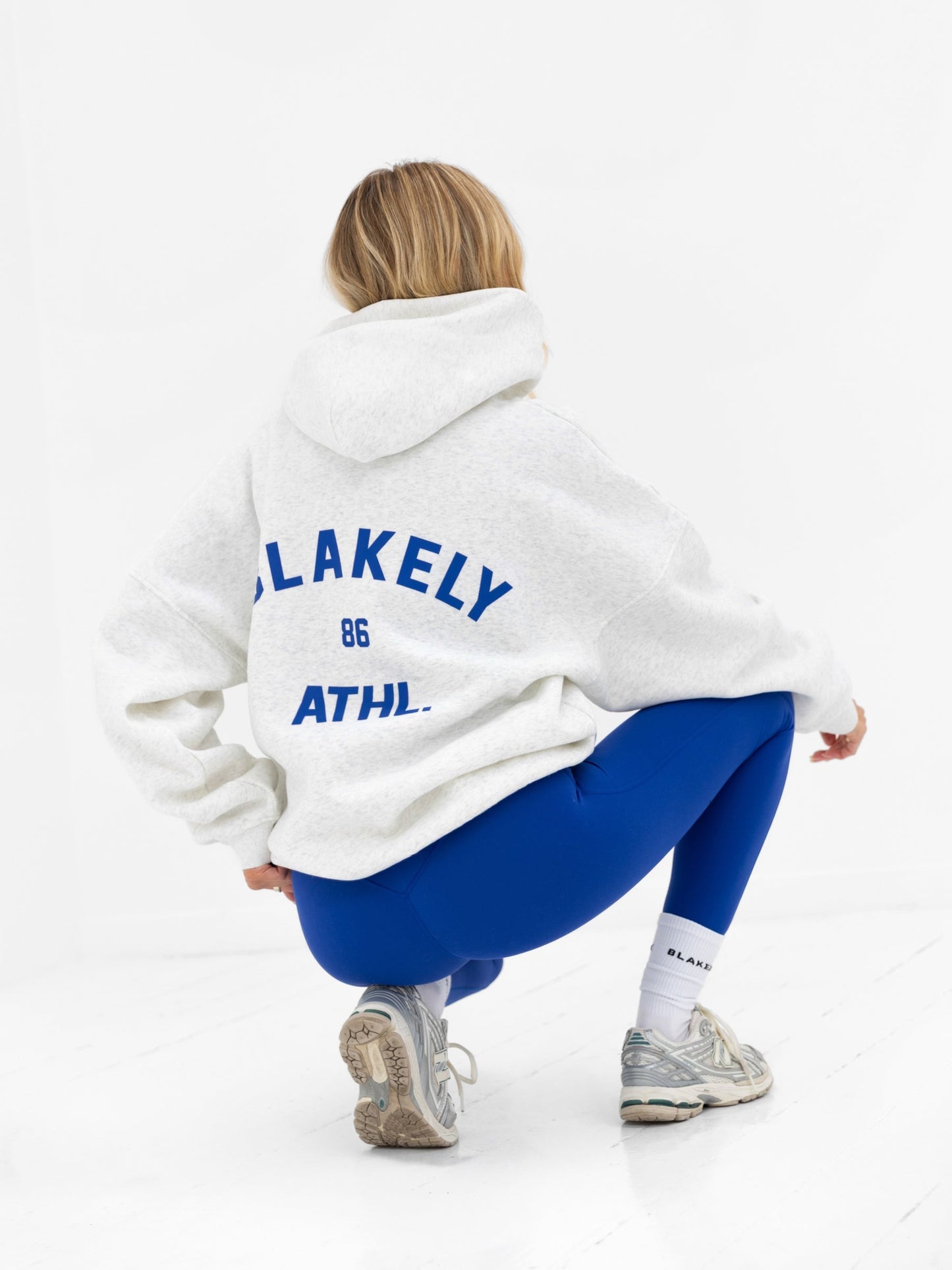 Hallie Oversized Hoodie - Marl White & Cobalt Blue