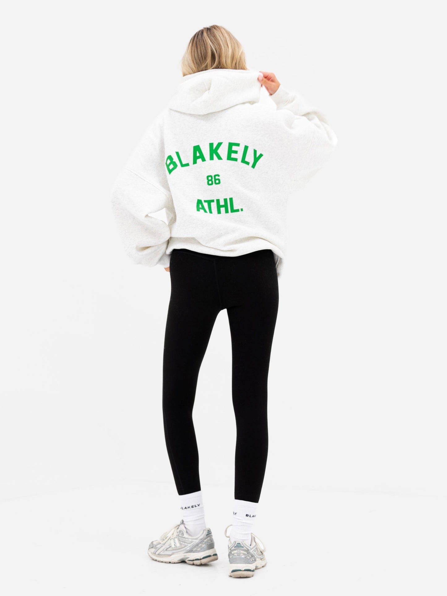 Hallie Oversized Hoodie - Marl White & Bold Green