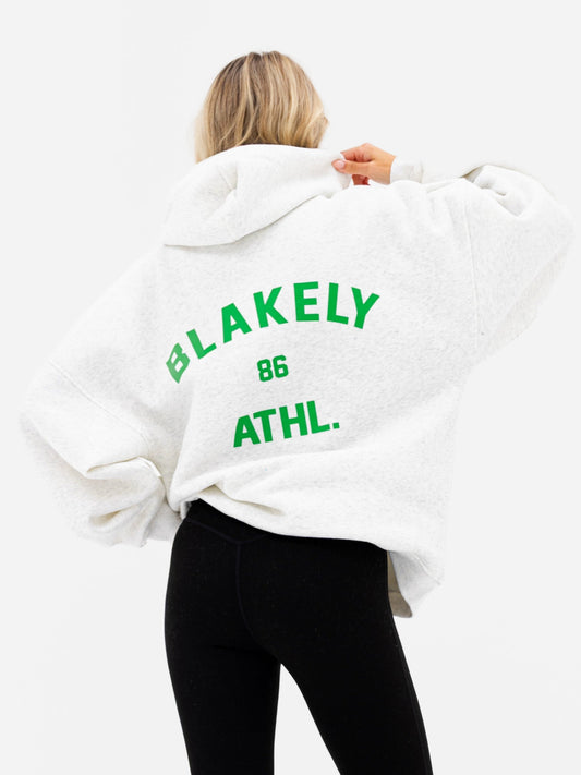 Hallie Oversized Hoodie - Marl White & Bold Green