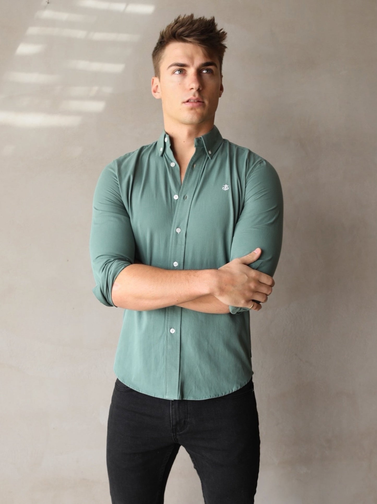 Newburgh Slim Fit Shirt - Forest Green