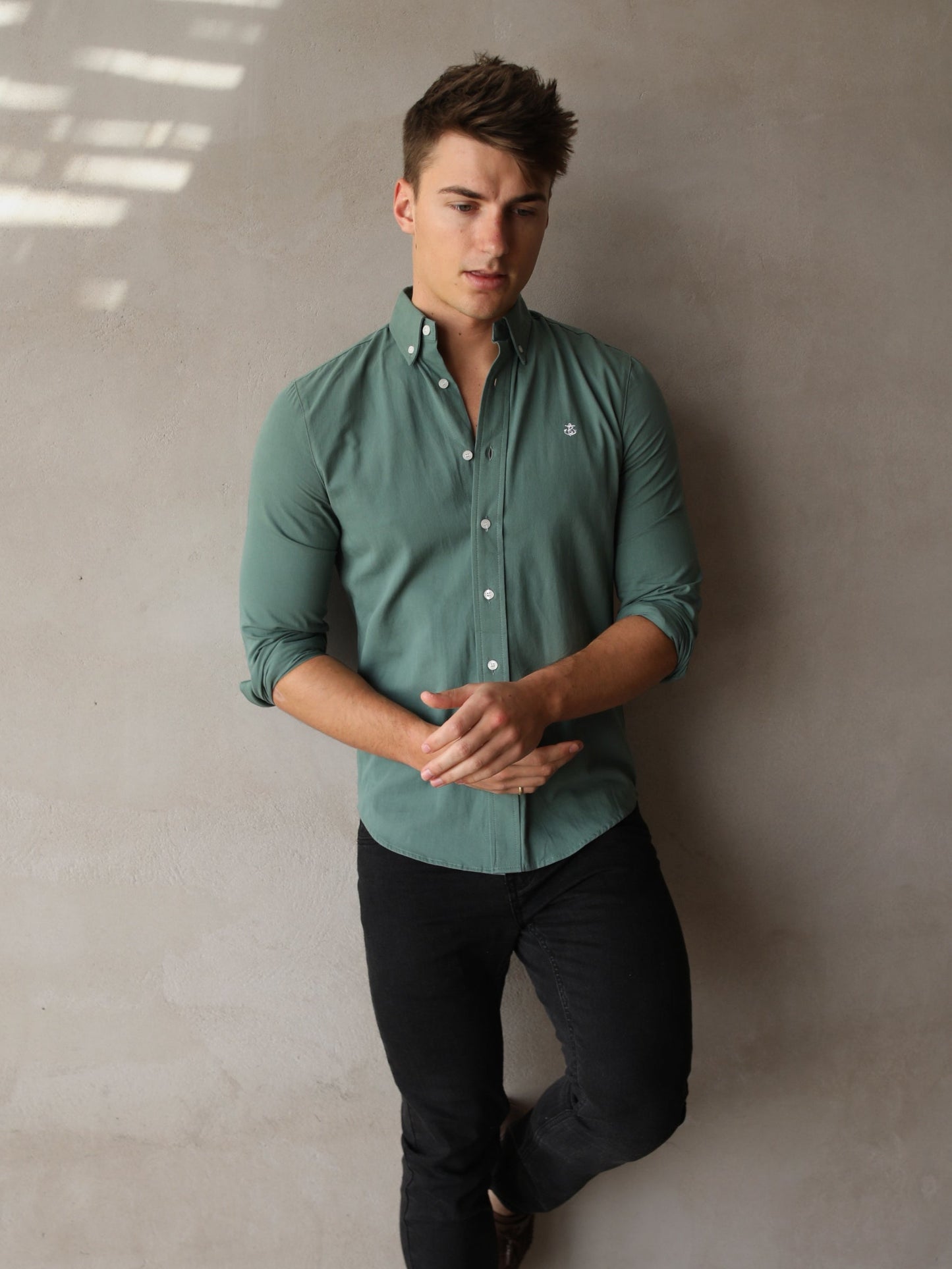 Newburgh Slim Fit Shirt - Forest Green