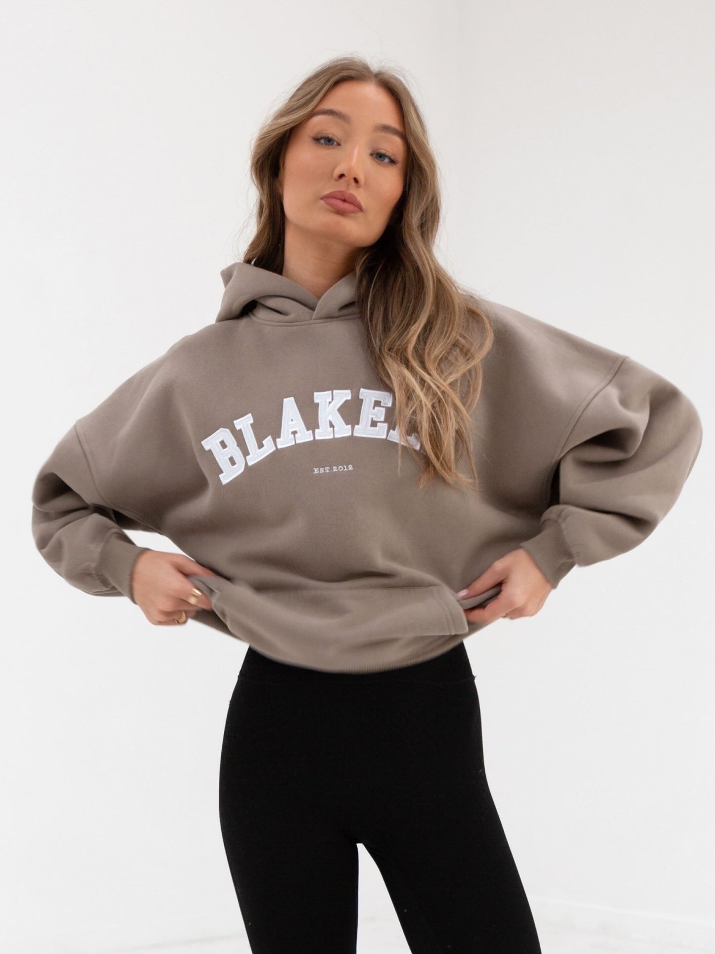 Varsity Oversized Hoodie - Light Beige