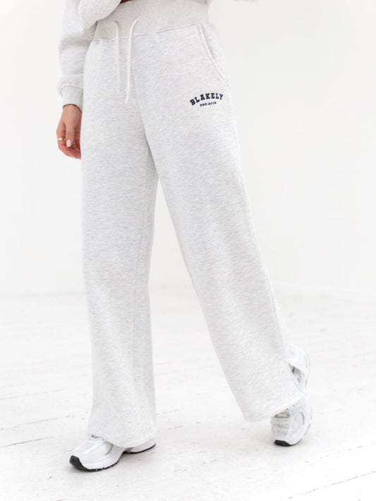Varsity Wide Leg Sweatpants - Marl White