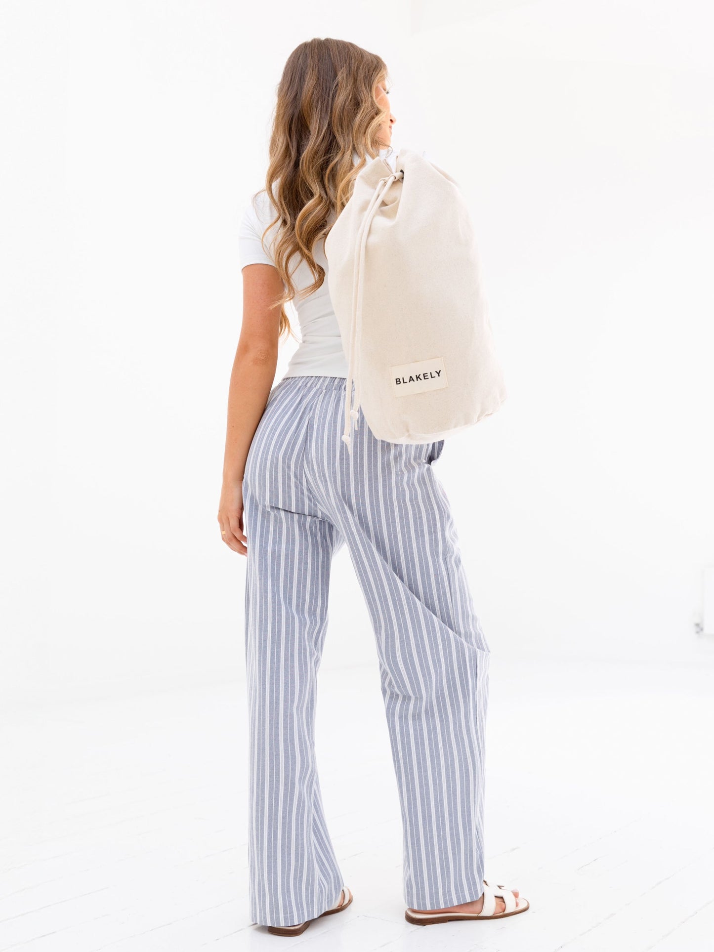 Elena Stripe Trousers - Blue