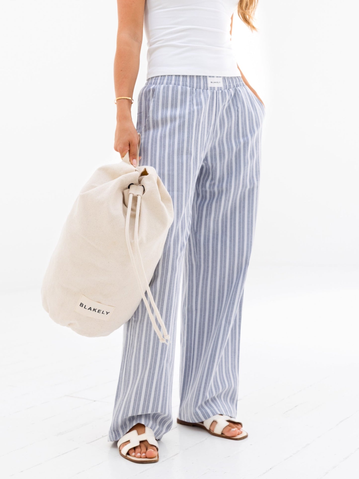 Elena Stripe Trousers - Blue