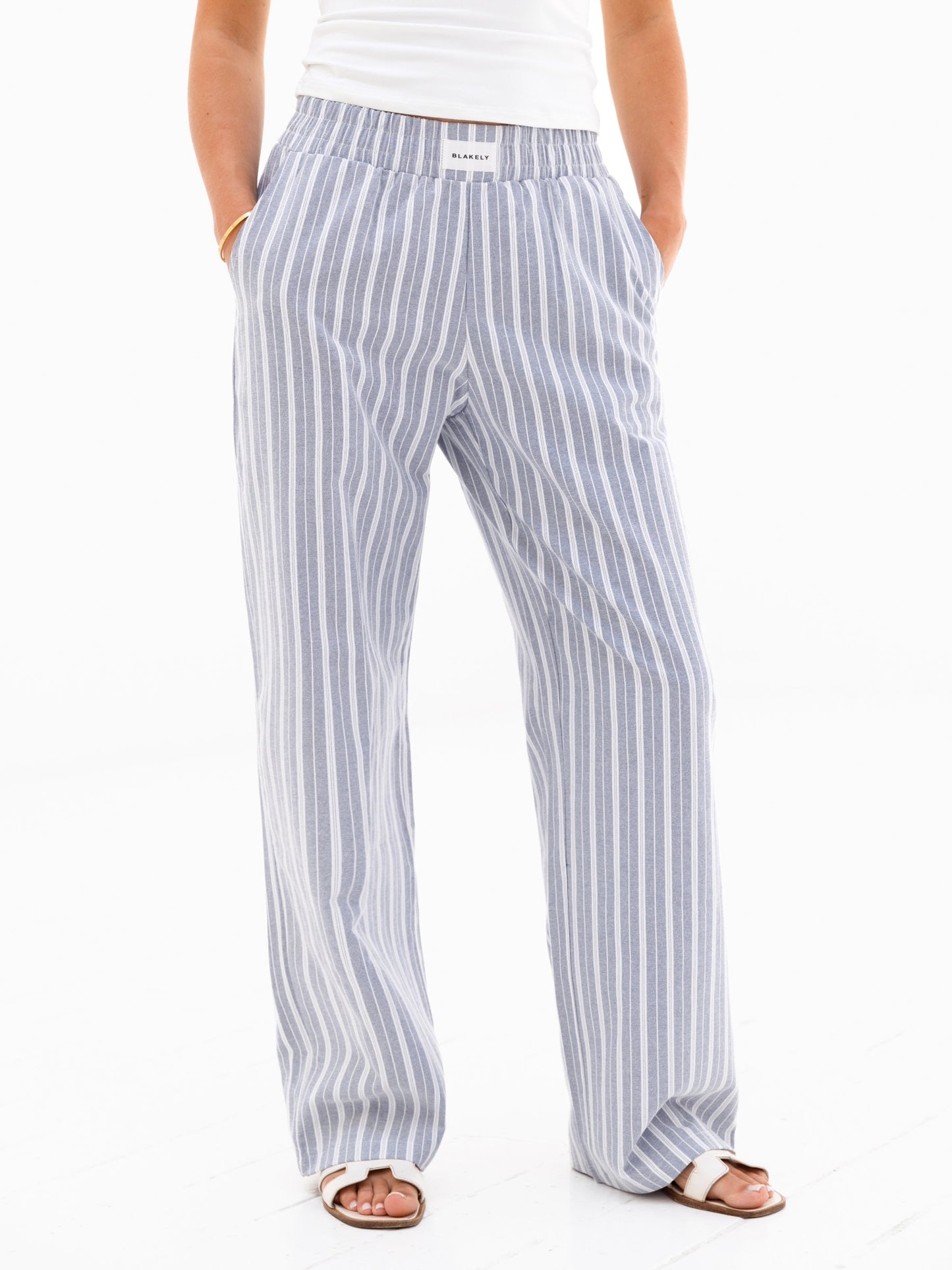 Elena Stripe Trousers - Blue