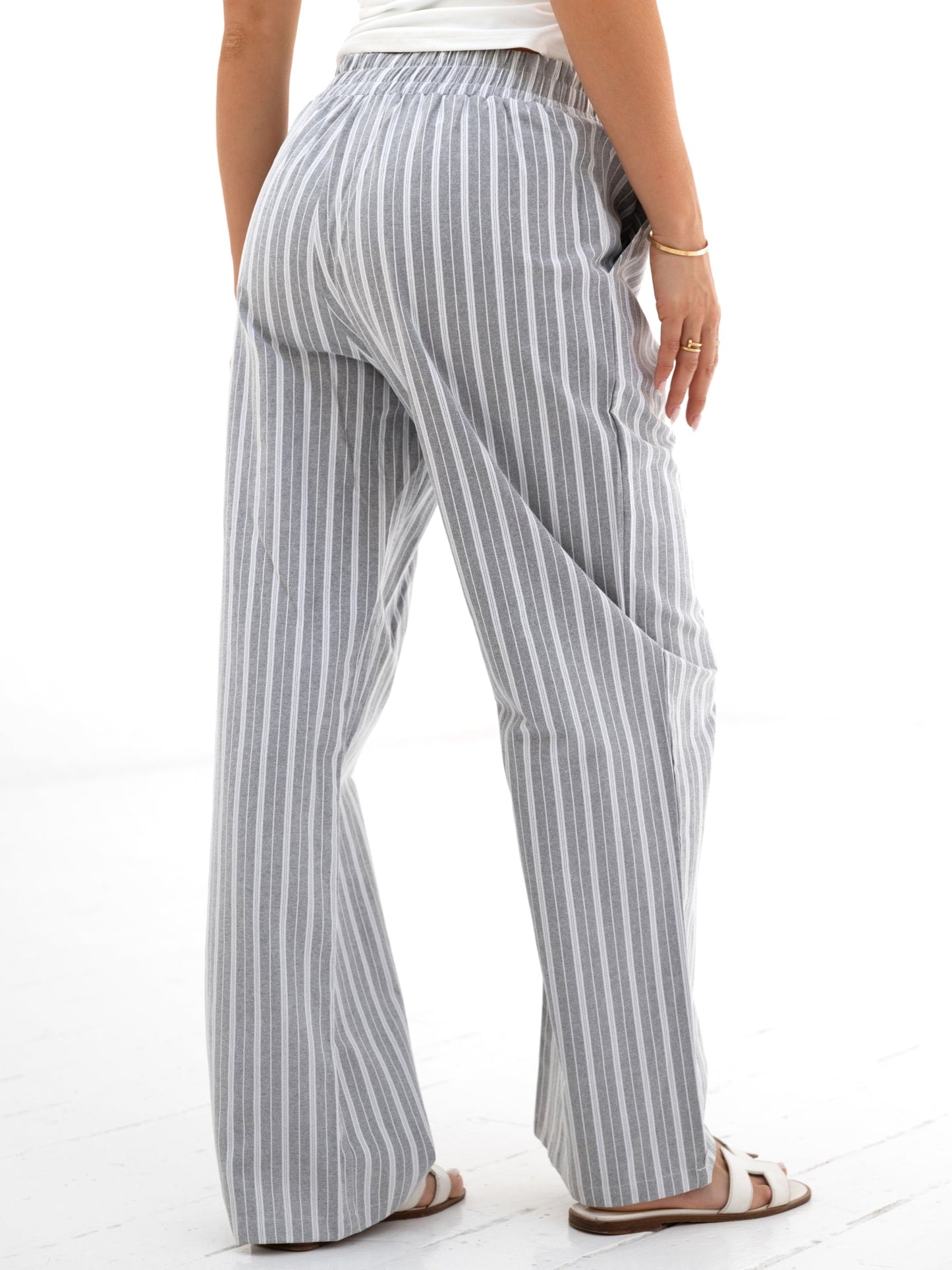 Elena Stripe Trousers - Grey