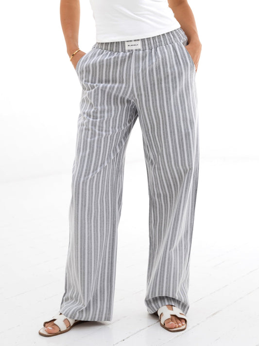 Elena Stripe Trousers - Grey