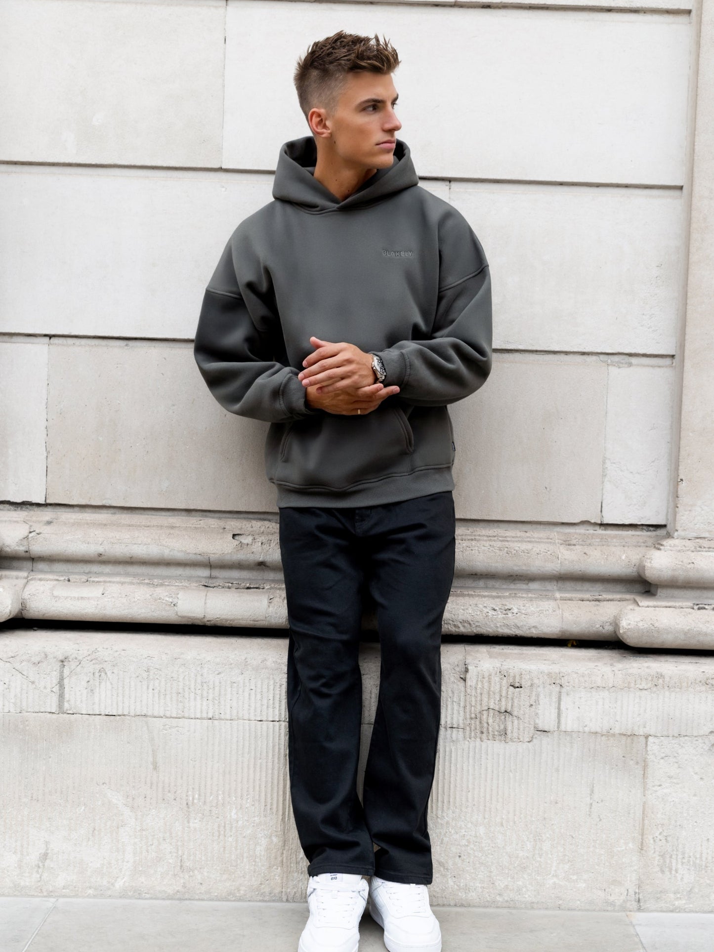 Rhys Relaxed Hoodie - Khaki Grey