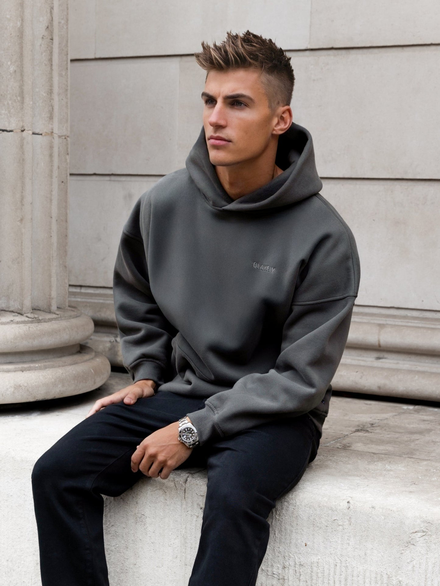 Rhys Relaxed Hoodie - Khaki Grey