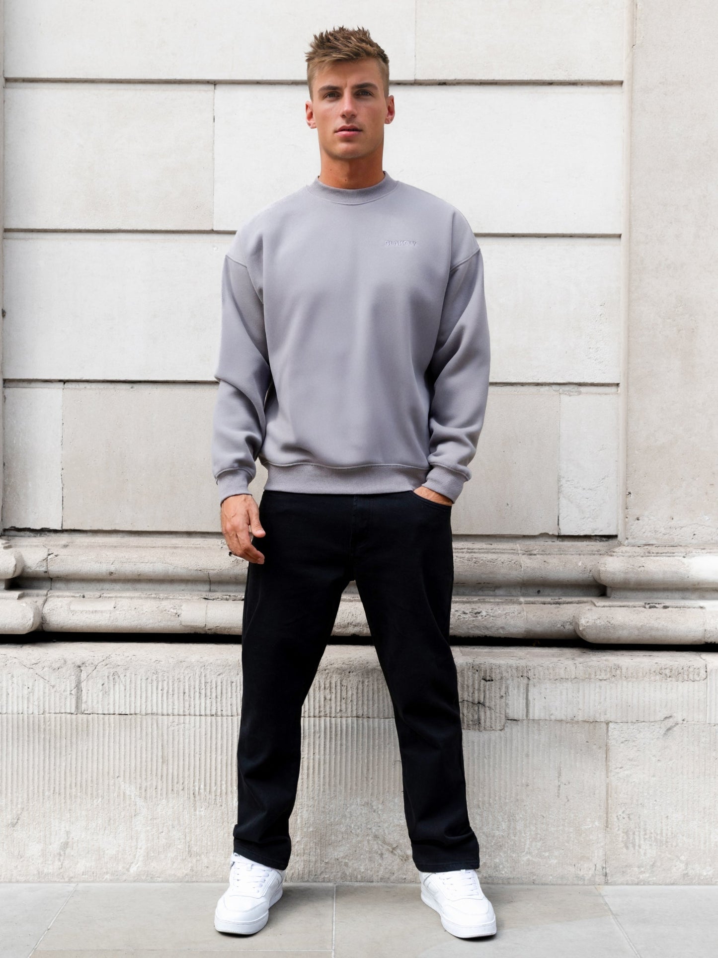 Rhys Relaxed Sweater - Mid Grey