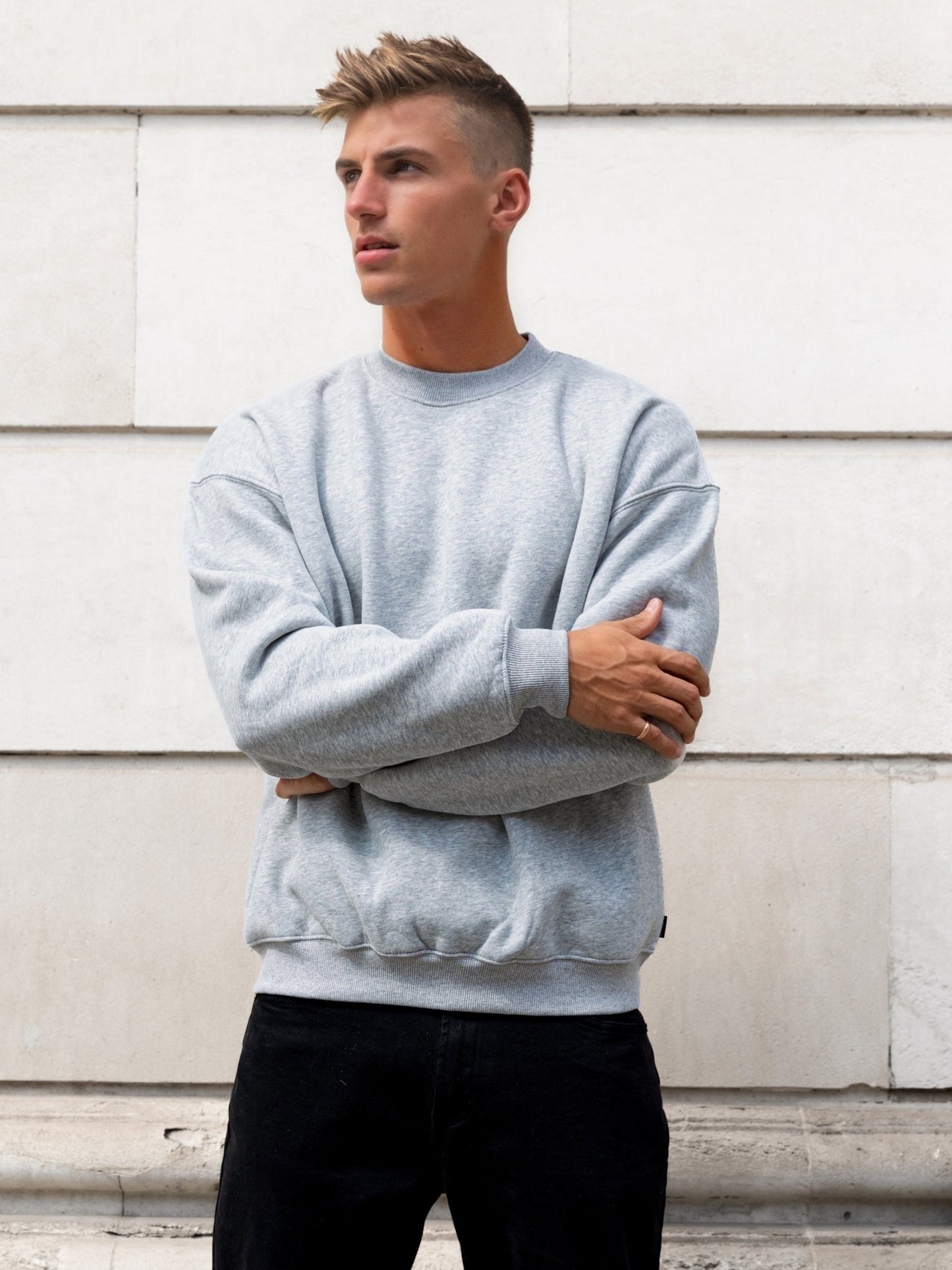 Declan Relaxed Sweater - Marl Grey