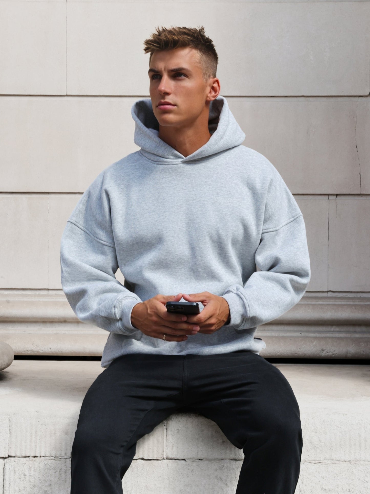 Declan Relaxed Hoodie - Marl Grey