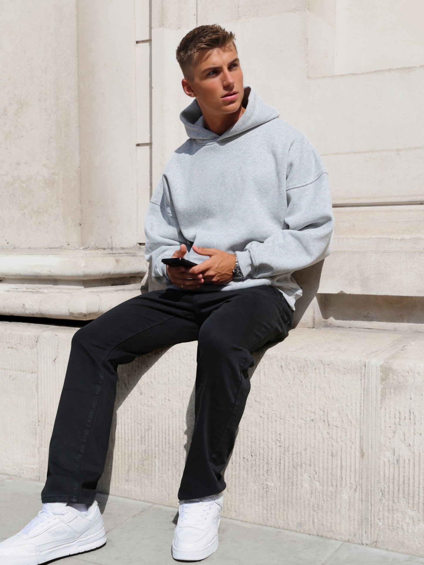 Declan Relaxed Hoodie - Marl Grey