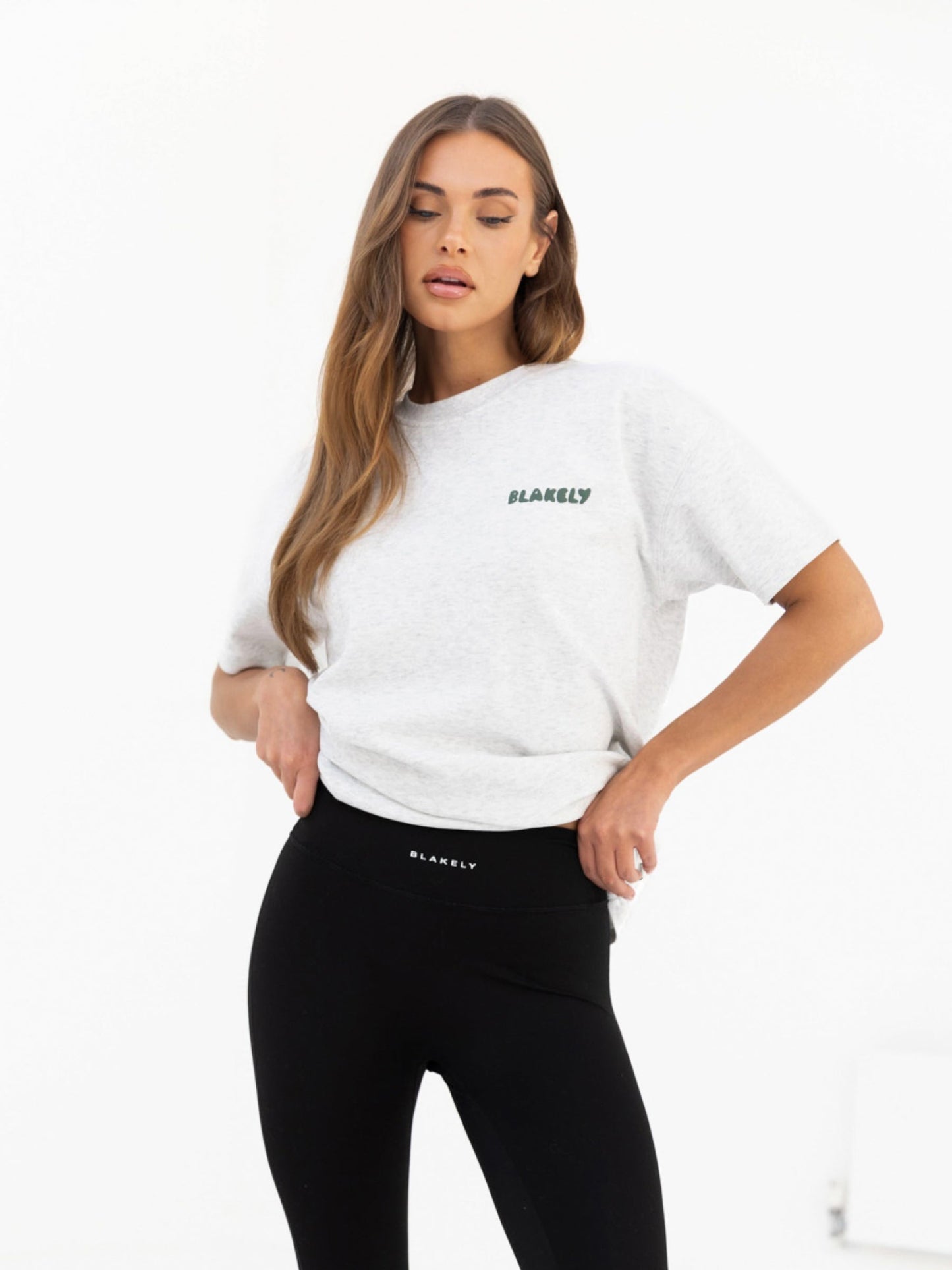 Cloud Print Oversized T-Shirt - Marl Grey