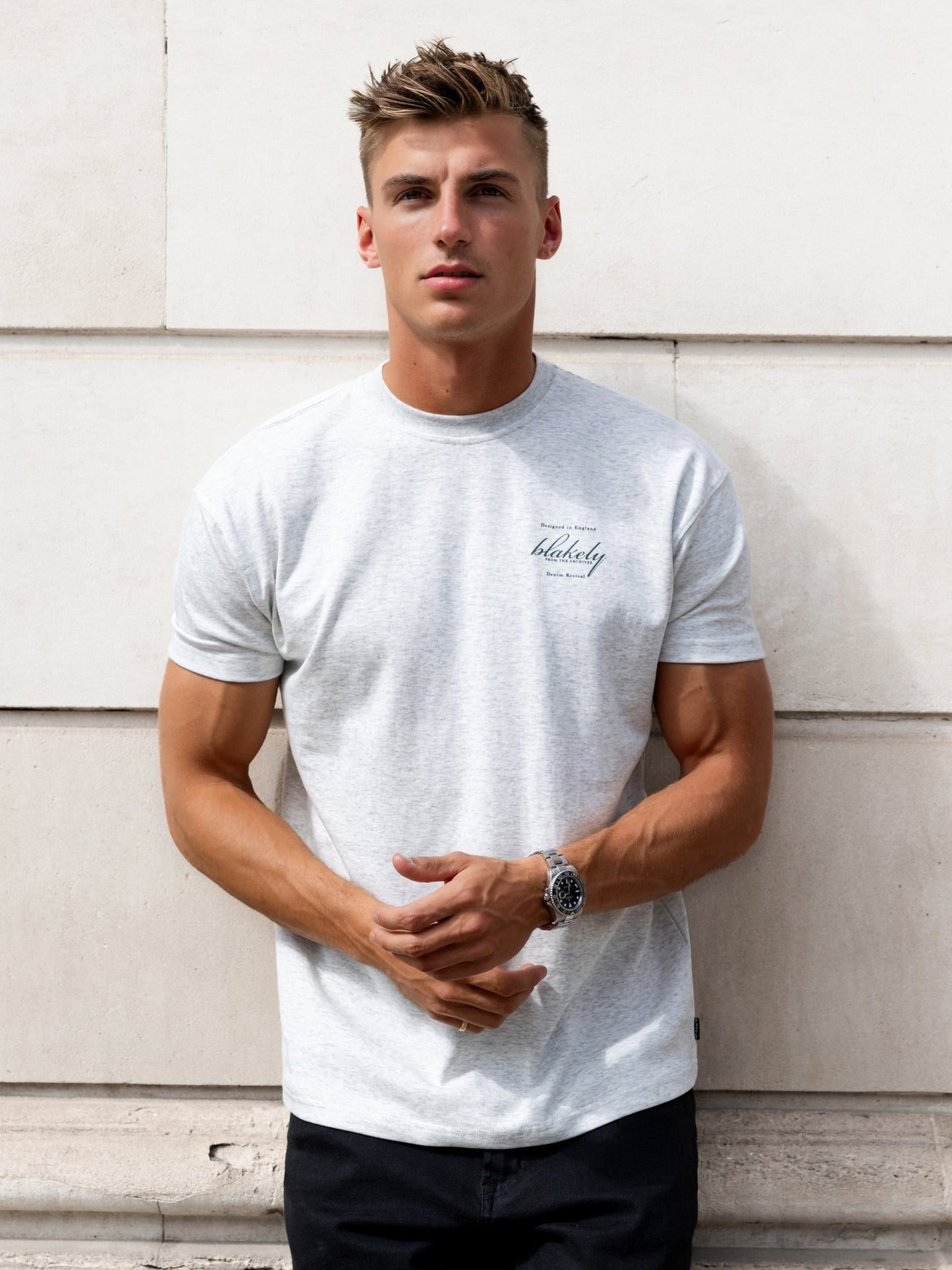 Austin Relaxed Script T-Shirt - Marl White